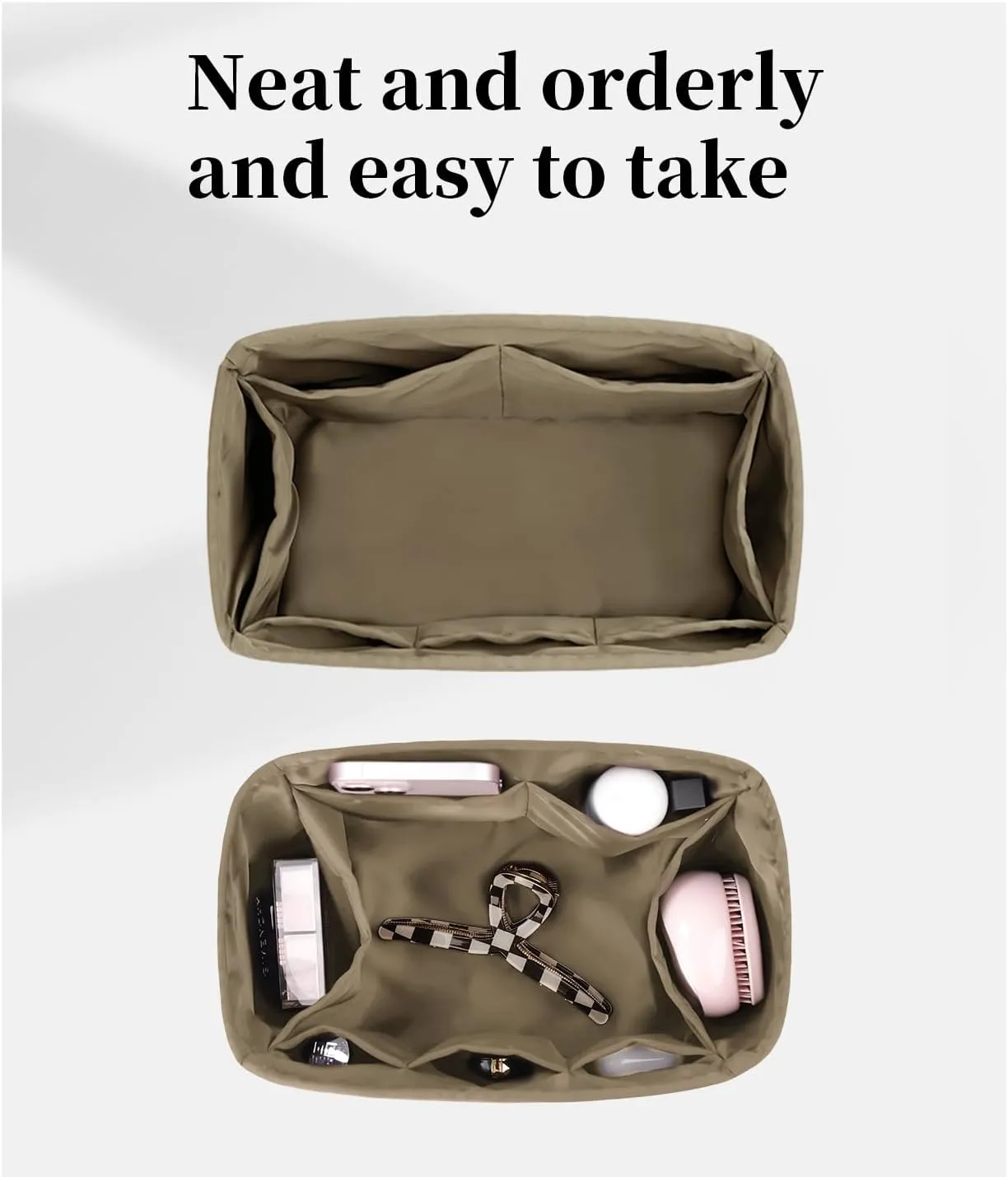 Speedy 35 Bag Organizer Insert, Silky Handbag Insert for Speedy Bags, Purse Organizer with Large Capacity, for Women Handbags (Gris tourterelle, Speedy35)