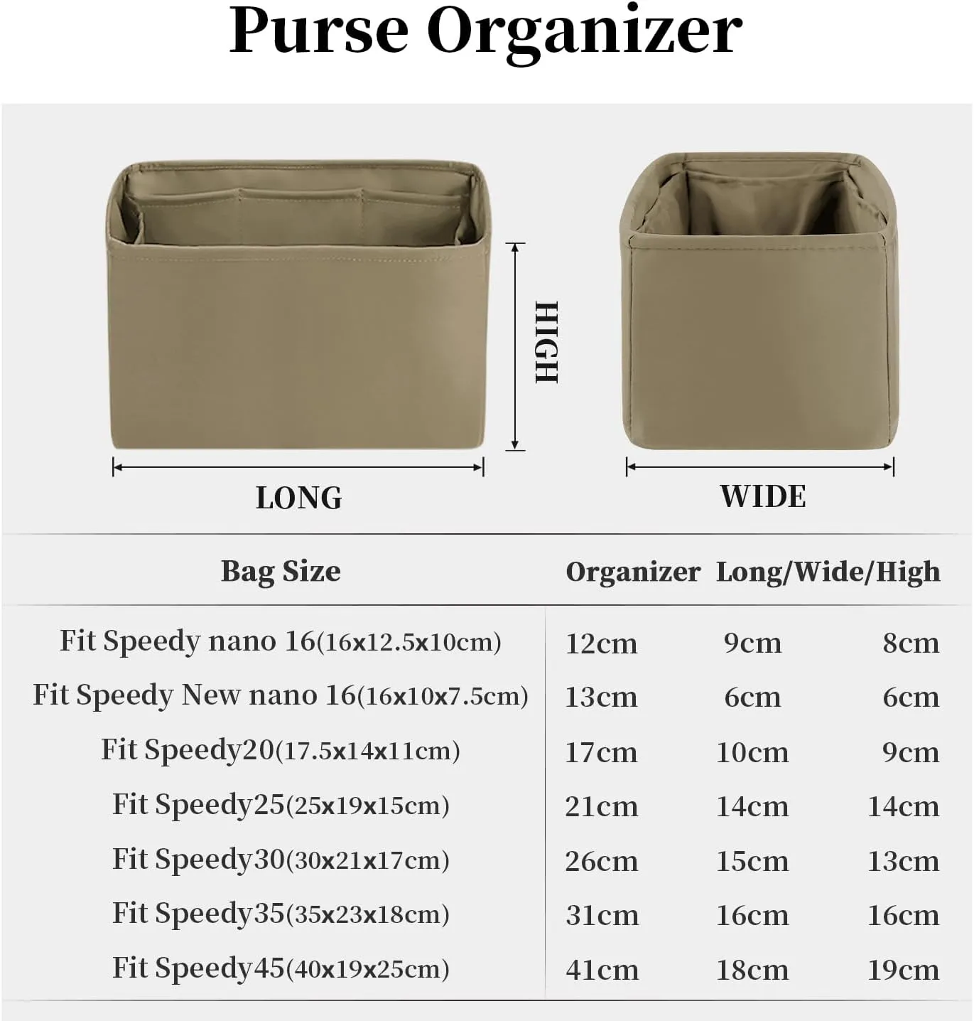 Speedy 35 Bag Organizer Insert, Silky Handbag Insert for Speedy Bags, Purse Organizer with Large Capacity, for Women Handbags (Gris tourterelle, Speedy35)
