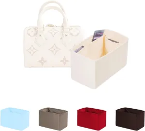 Speedy New Nano16 Insert Bag Organizer, Inner Bag Compatible with LV Bag Speedy, Women's Purse Dividers with Silky Satin (Craie, New Nano16)