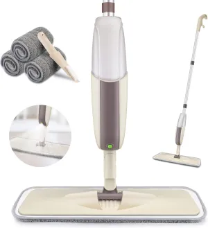 Spray Mop for Floor Cleaning, HOMTOYOU Floor Mop with a Refillable Bottle and 3 Washable Microfiber Pads, Spray Dry Wet Mop for Home Kitchen Hardwood Laminate Wood Vinyl Ceramic Tiles Floor Cleaning