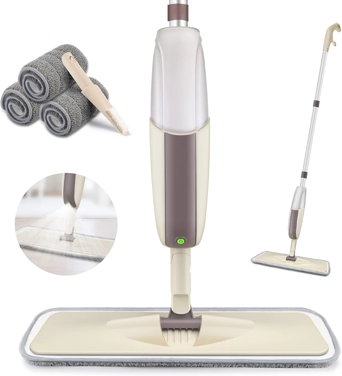 Spray Mop for Floor Cleaning, HOMTOYOU Floor Mop with a Refillable Bottle and 3 Washable Microfiber Pads, Spray Dry Wet Mop for Home Kitchen Hardwood Laminate Wood Vinyl Ceramic Tiles Floor Cleaning