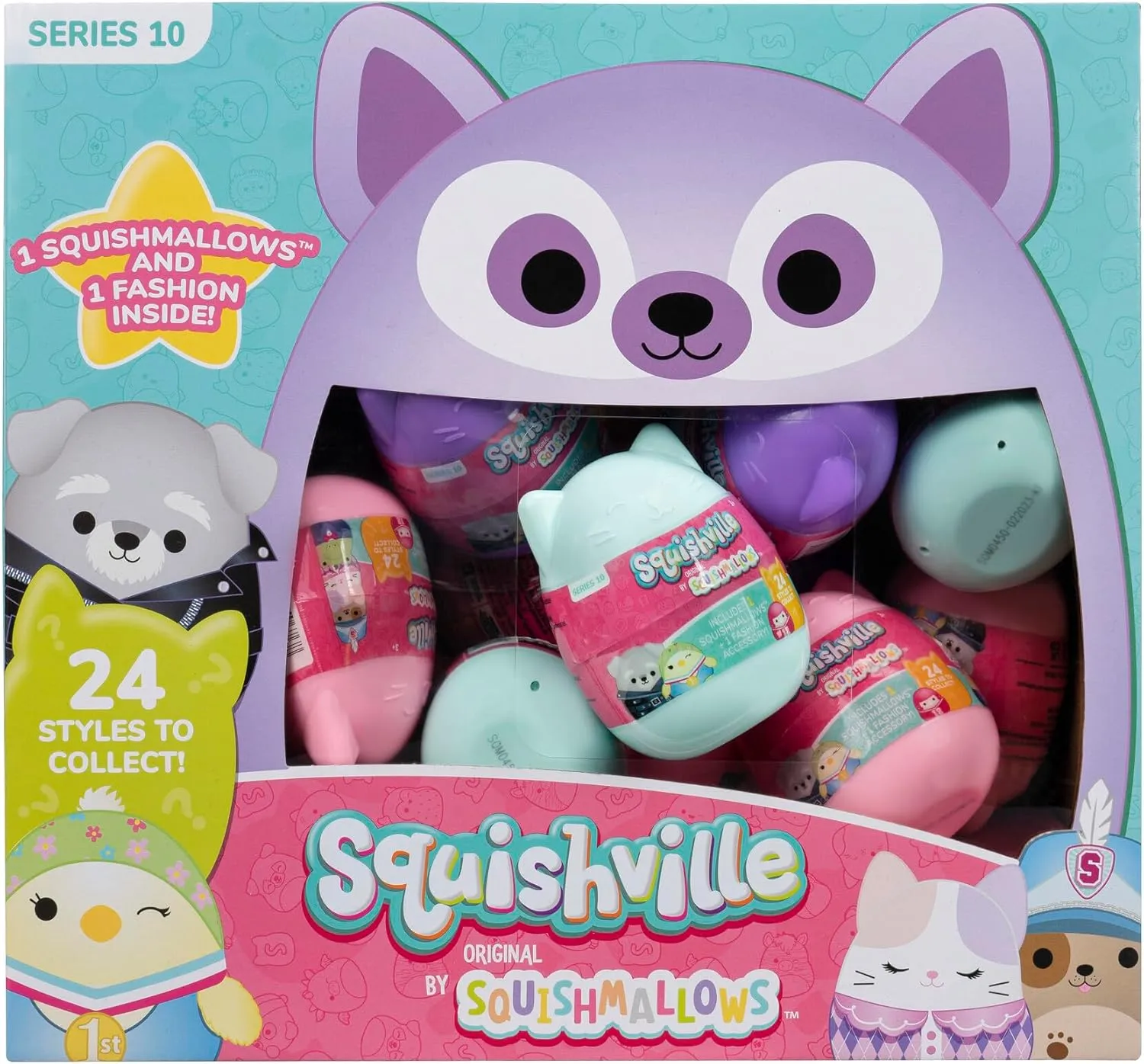 Squishmallows Squishville Series 10 Mini Mystery Plush (24 Pack) Official Jazwares Stocking Stuffer Plush - Collectible Soft & Squishy Blind Capsules - Styles May Vary - Gift for Boys, Girls & Kids
