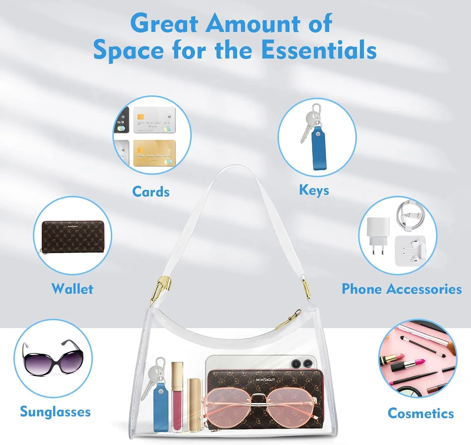 Stadium Approved Bags for Women - PVC Purse, Concert Bag