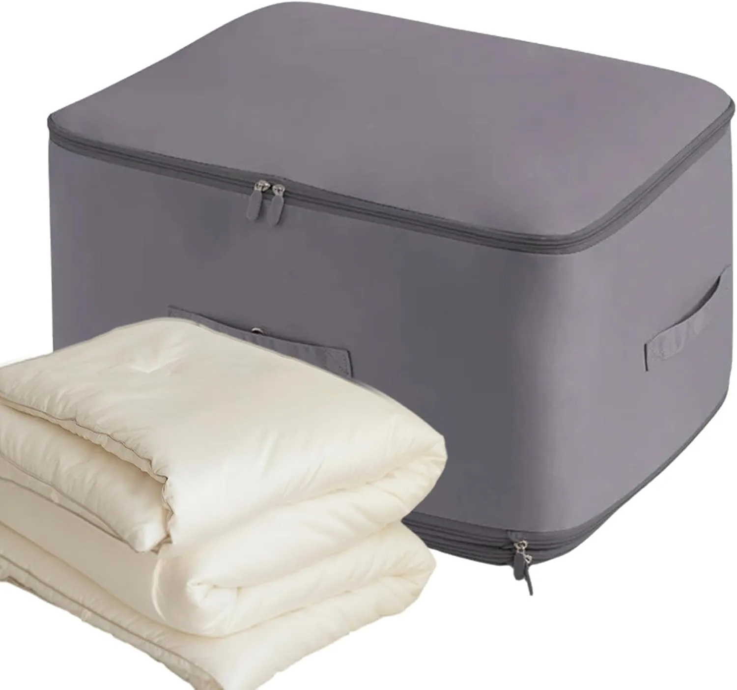 Storage Bags for Clothes, Foldable Blanket Clothing Storage Bags with Lids and Reinforced Handle, 2024 New Ultra Space Saving Se-lf Compression Organizer, Gray/XL, SQO8K3560BU0H6TPT8D