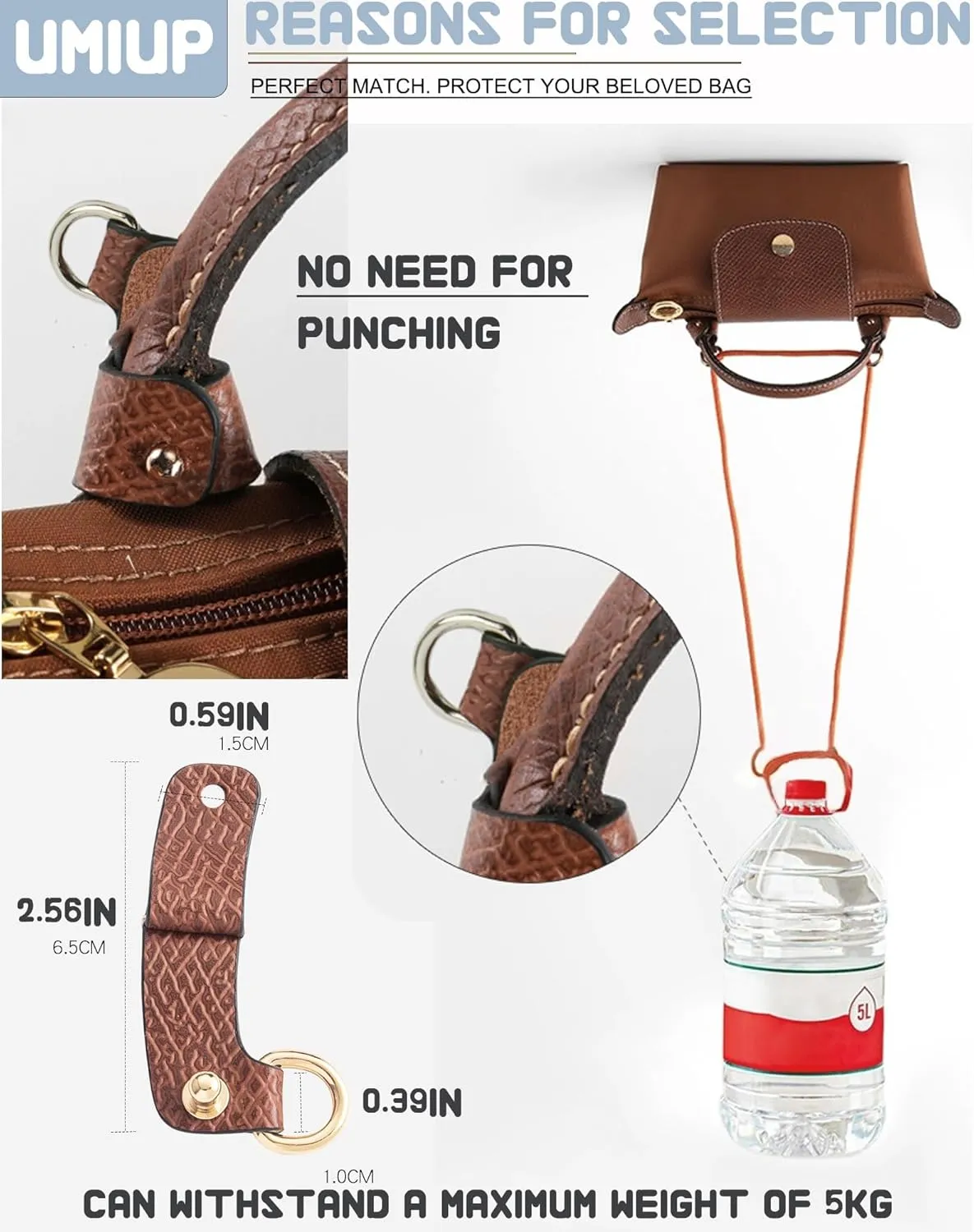 Straps Kit Compatible with Longchamp Mini Bags Shoulder Pouch, Leather Adjustable Purse Straps Crossbody Strap Compatible for Longchamp LP Xtra XS Pouch Conversion Kit GOLD Hardware GraphiteGray