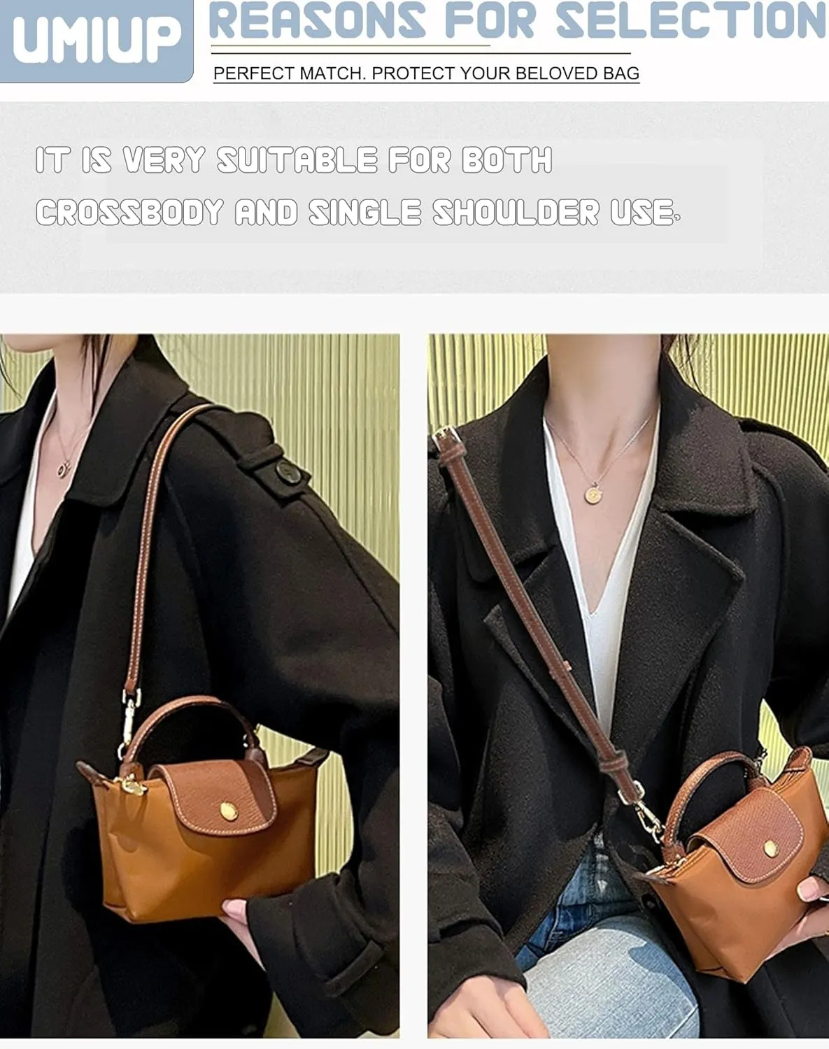 Straps Kit Compatible with Longchamp Mini Bags Shoulder Pouch, Leather Adjustable Purse Straps Crossbody Strap Compatible for Longchamp LP Xtra XS Pouch Conversion Kit GOLD Hardware GraphiteGray