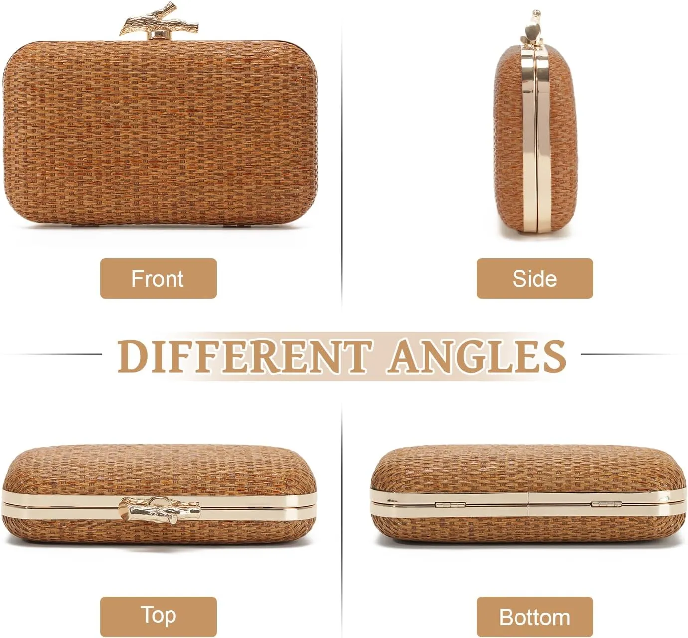 Straw Evening Bag for Women Handwoven Straw Clutch Purse Wedding Party Wicker Clutch Summer Beach Crossbody Bag