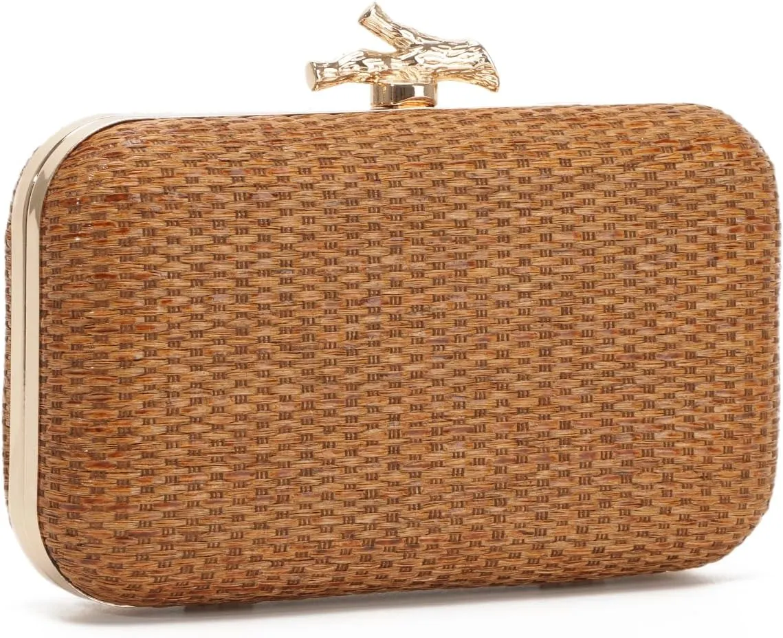 Straw Evening Bag for Women Handwoven Straw Clutch Purse Wedding Party Wicker Clutch Summer Beach Crossbody Bag