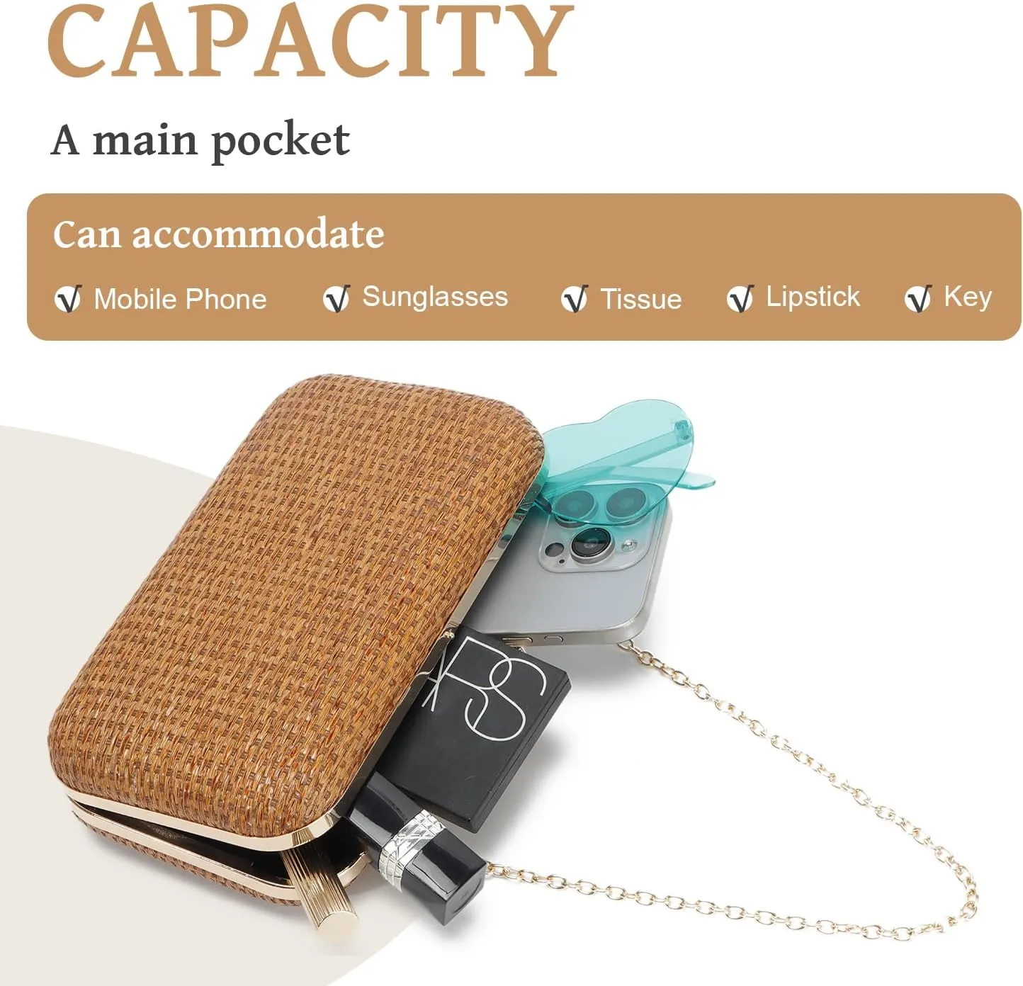 Straw Evening Bag for Women Handwoven Straw Clutch Purse Wedding Party Wicker Clutch Summer Beach Crossbody Bag