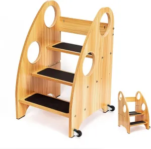 StrongTek Toddler Step Stool for Kitchen and Bathroom, Kids Step Stool for Learning, Toddler Kitchen Stool Helper, and Standing Tower - 28" High, with Wheels and Handles, 350 lbs Capacity