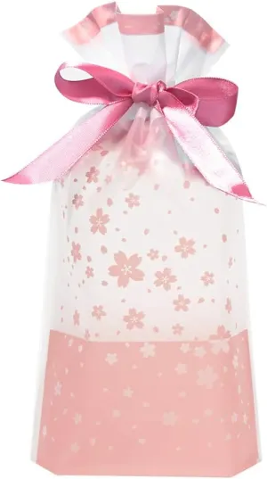 SumDirect Pink Plastic Drawstring Gift Bags - 50 Pcs 6x9 Inch Goodie Bags Cherry Blossom Party Favor Treat Bags Food Storage Bags Gift Wrapping Package