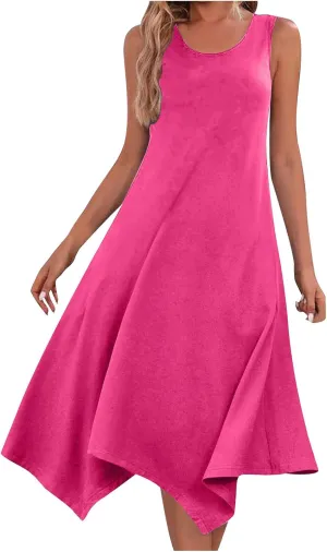 Summer Beach Dresses for Women 2024 Trendy Sleeveless Flowy Long Maxi Tank Dress Casual Loose Sundresses
