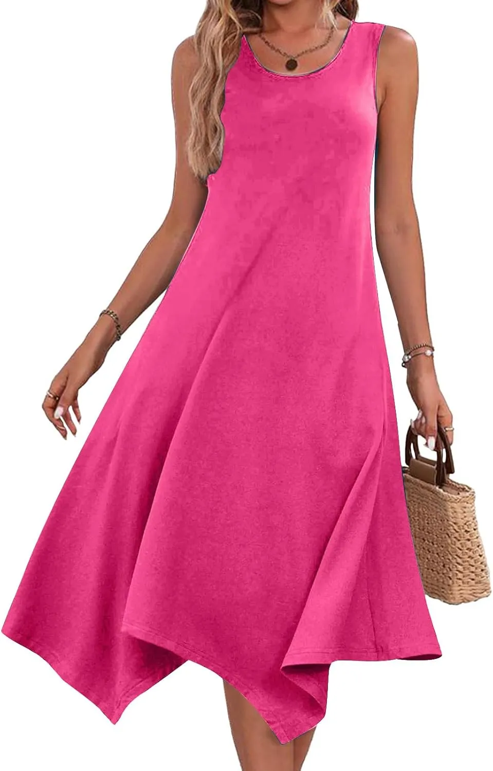 Summer Beach Dresses for Women 2024 Trendy Sleeveless Flowy Long Maxi Tank Dress Casual Loose Sundresses