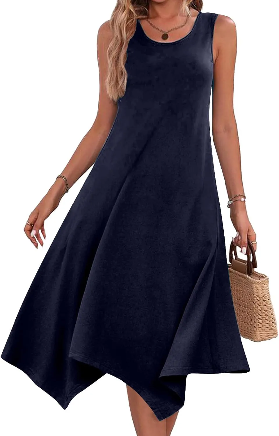 Summer Beach Dresses for Women 2024 Trendy Sleeveless Flowy Long Maxi Tank Dress Casual Loose Sundresses