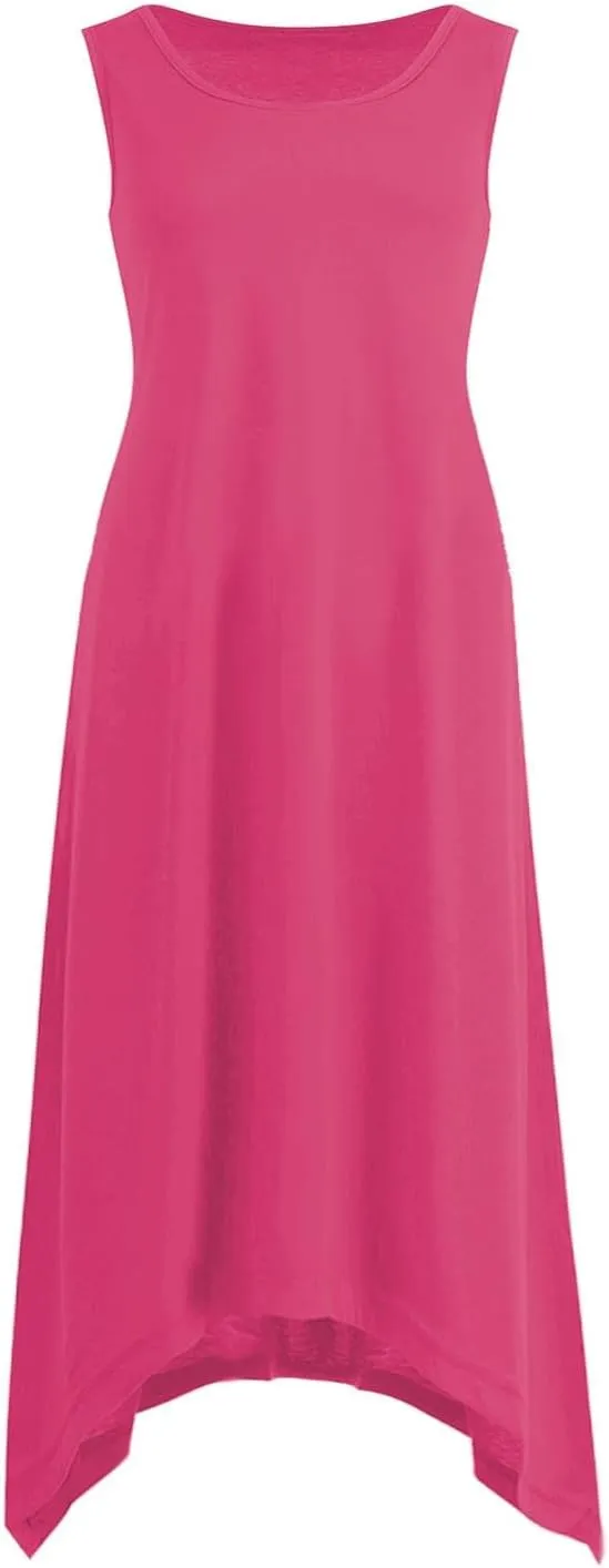 Summer Beach Dresses for Women 2024 Trendy Sleeveless Flowy Long Maxi Tank Dress Casual Loose Sundresses
