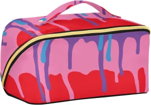 susiyo Rainbow Paint Drips Rhombus Cosmetic Bag Makeup Bag Travel Size Case Zipper Pouch Purse Storage Organizer for Women Ladies Girls