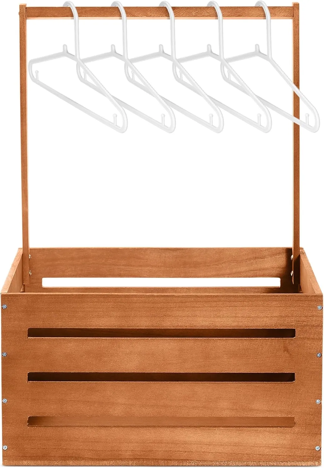 Suzile Wooden Baby Shower Crate Closet, Wood Hamper New Baby Gift Basket with Handle Gender Reveal Storage Box for Pregnancy New Parent(Claybank,Classic)