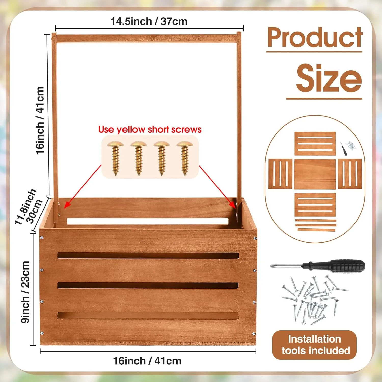 Suzile Wooden Baby Shower Crate Closet, Wood Hamper New Baby Gift Basket with Handle Gender Reveal Storage Box for Pregnancy New Parent(Claybank,Classic)
