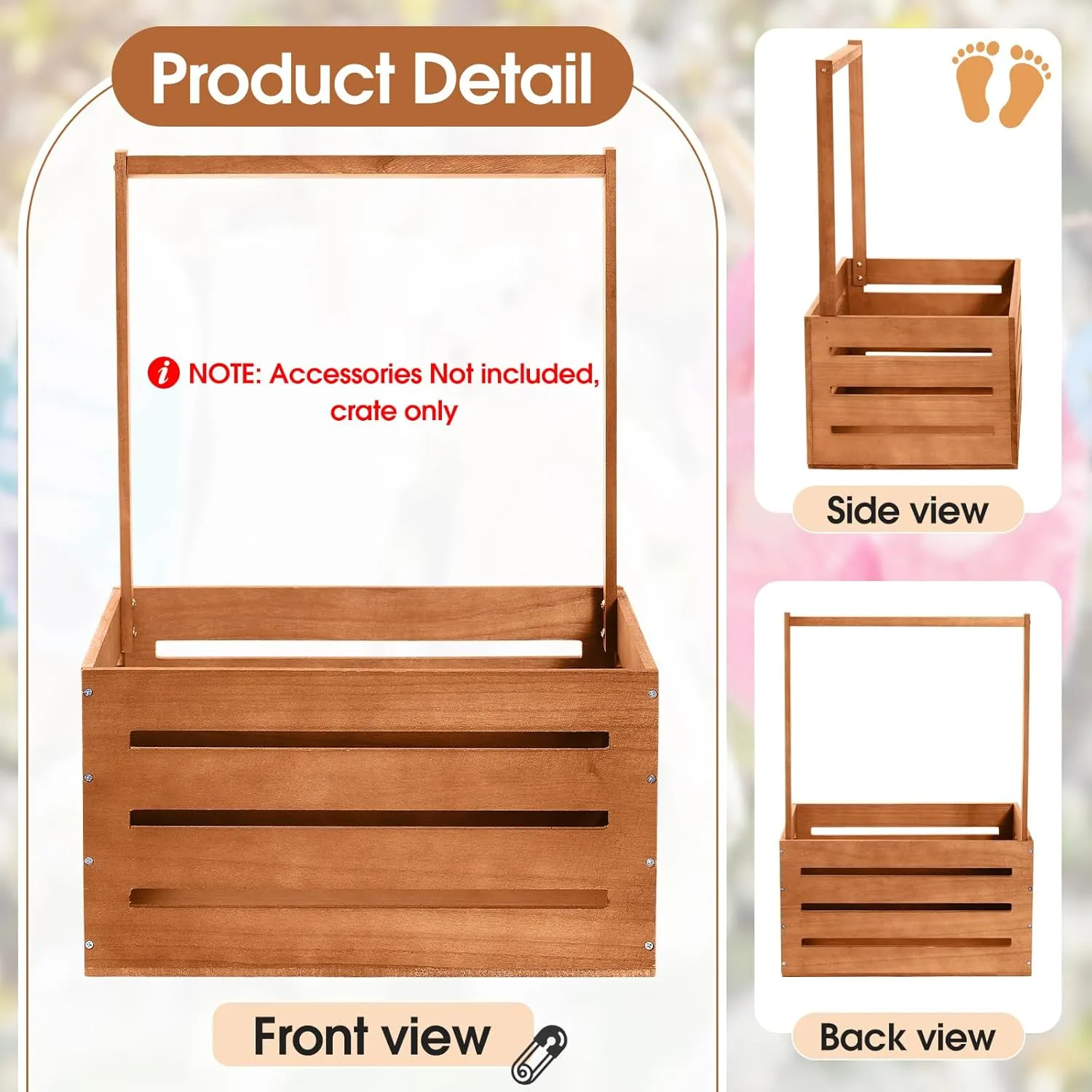Suzile Wooden Baby Shower Crate Closet, Wood Hamper New Baby Gift Basket with Handle Gender Reveal Storage Box for Pregnancy New Parent(Claybank,Classic)