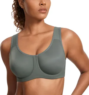 SYROKAN Women's Max Control Underwire Sports Bra High Impact Plus Size with Adjustable Straps
