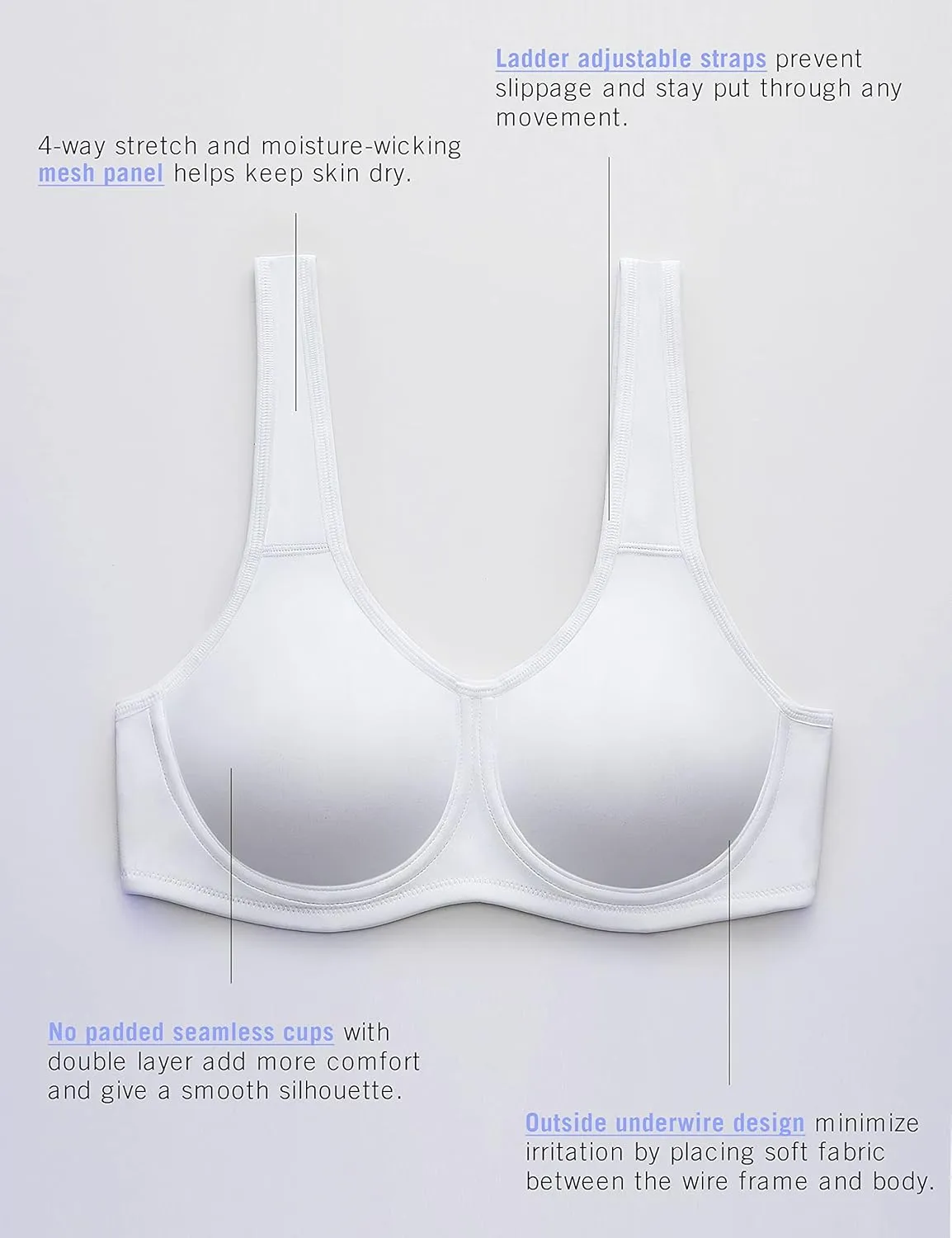 SYROKAN Women's Max Control Underwire Sports Bra High Impact Plus Size with Adjustable Straps