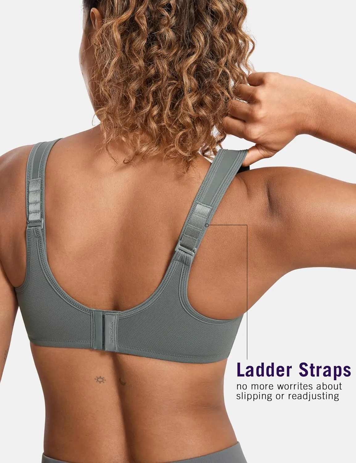 SYROKAN Women's Max Control Underwire Sports Bra High Impact Plus Size with Adjustable Straps