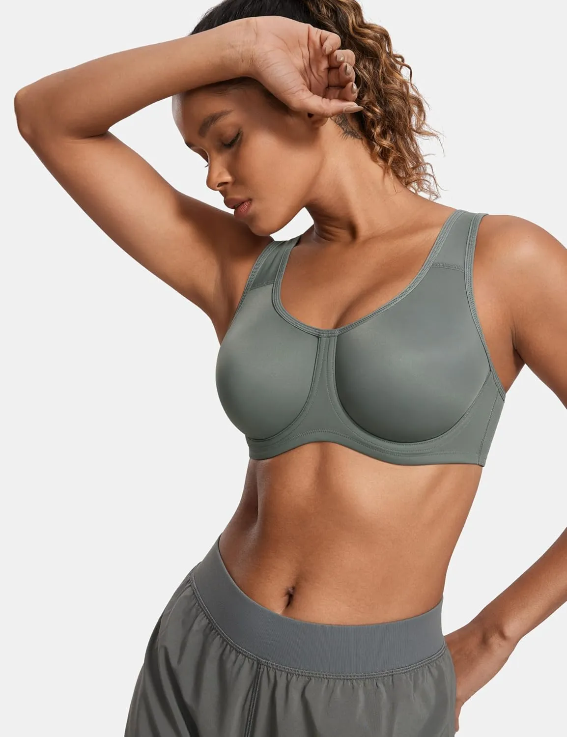 SYROKAN Women's Max Control Underwire Sports Bra High Impact Plus Size with Adjustable Straps