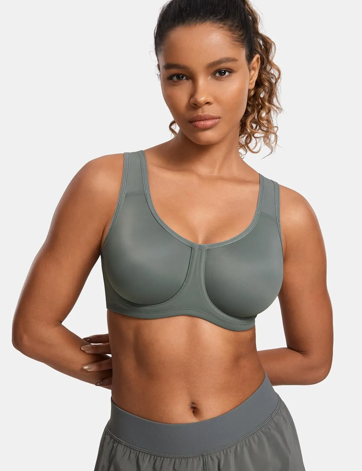 SYROKAN Women's Max Control Underwire Sports Bra High Impact Plus Size with Adjustable Straps