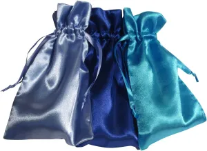 Tarot Bags: Blue Passion Colors Satin Bundle of 3: Royal Blue French Blue and Turquoise (5" X 8" Each)