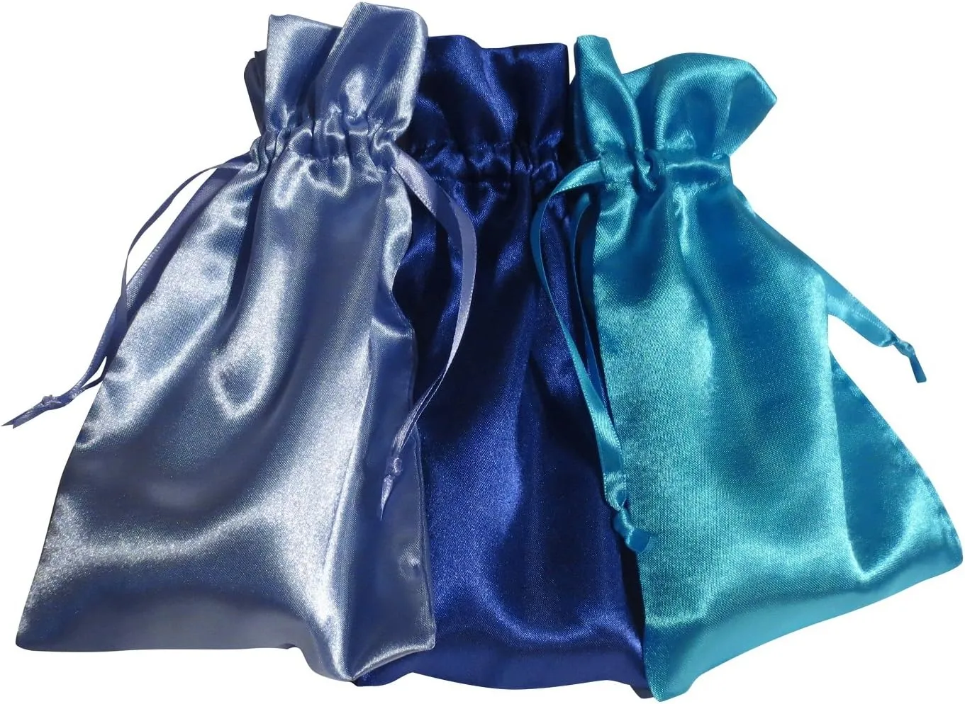 Tarot Bags: Blue Passion Colors Satin Bundle of 3: Royal Blue French Blue and Turquoise (5" X 8" Each)
