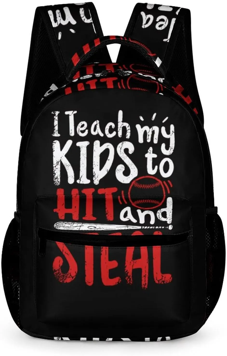 Teach Kids to Hit And Steal Baseball Fashion Backpack Cute Daypack Unisex Laptop Bag for Travel Business Work
