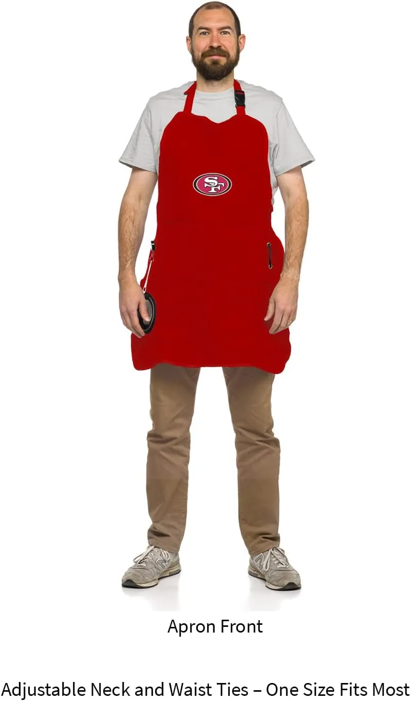 Team Sports America NFL Ultimate Grilling Apron with Bottle Opener and Insulated Beverage Holder, Adjustable Straps
