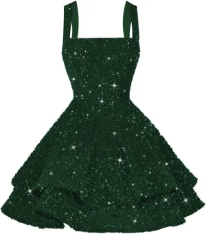 Teens Sequin Short Homecoming Dresses 16 Photo Shoot Tiered Cocktail Party Dress VS116