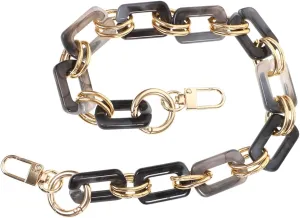 TEHAUX Purse Chain Handles, 18 inch Chunky Shoulder Bag Strap Replacement Short Acrylic Chain for Handbag Crossbody Bag Extension Charms, Gold and Black