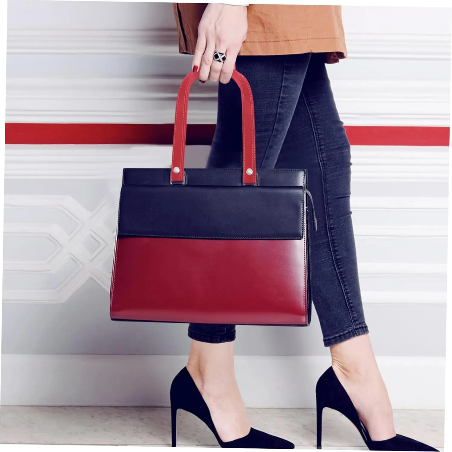 TEMPNAP Leather Handle Straps DIY Luggage Rivet Bag Accessories Shoulder Straps for Handbag Repair
