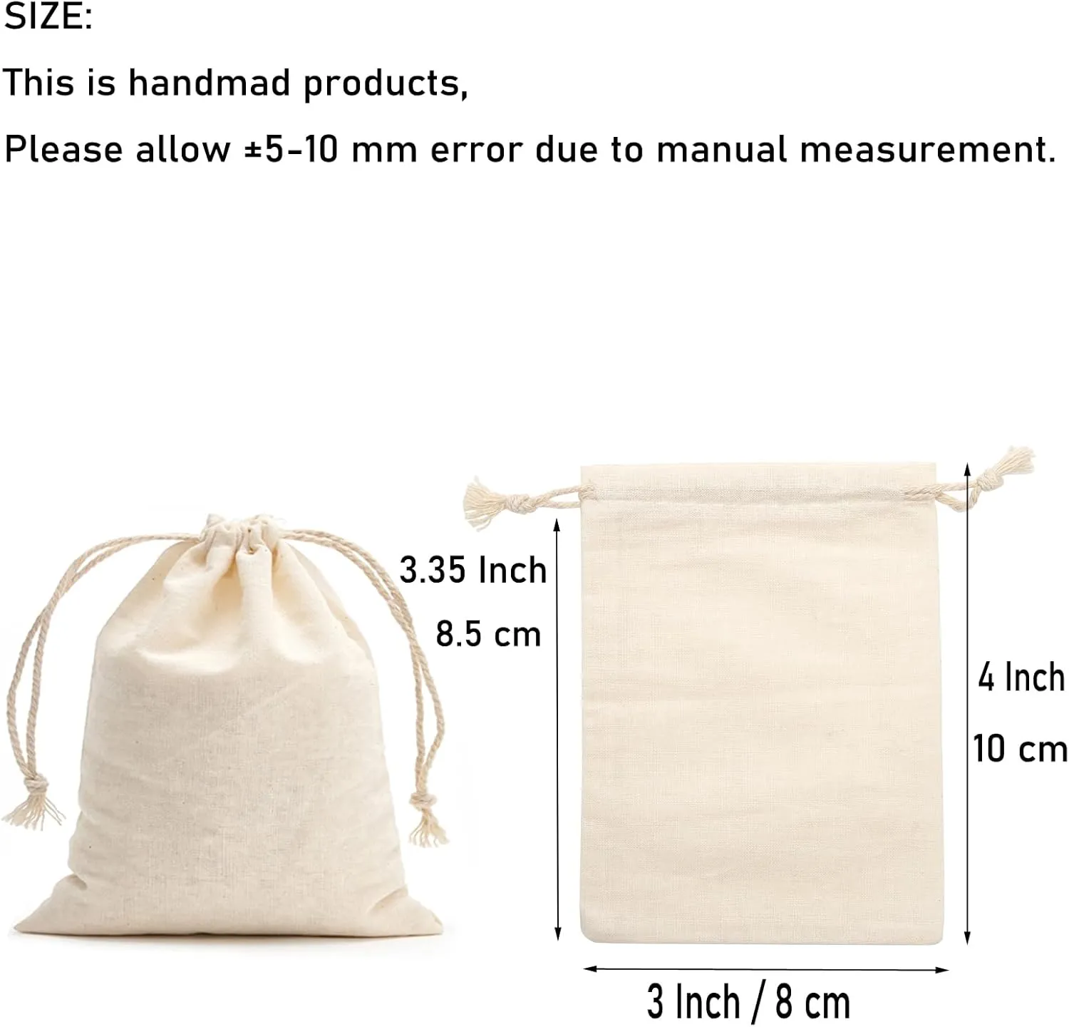 Tendwarm 50 Pieces 3x4 Inches Cotton Drawstring Bags Reusable Muslin Sachet Bag for Party Wedding Storage Home Supplies