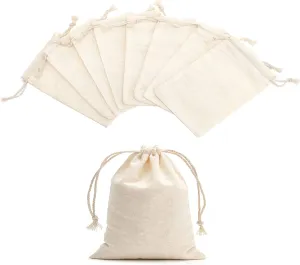 Tendwarm 50 Pieces 3x4 Inches Cotton Drawstring Bags Reusable Muslin Sachet Bag for Party Wedding Storage Home Supplies