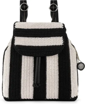 The Sak Sayulita Backpack - Hand Crochet Women's Backpack for Everyday & Travel - Daypack With Adjustable & Removable Straps - Black Stripe