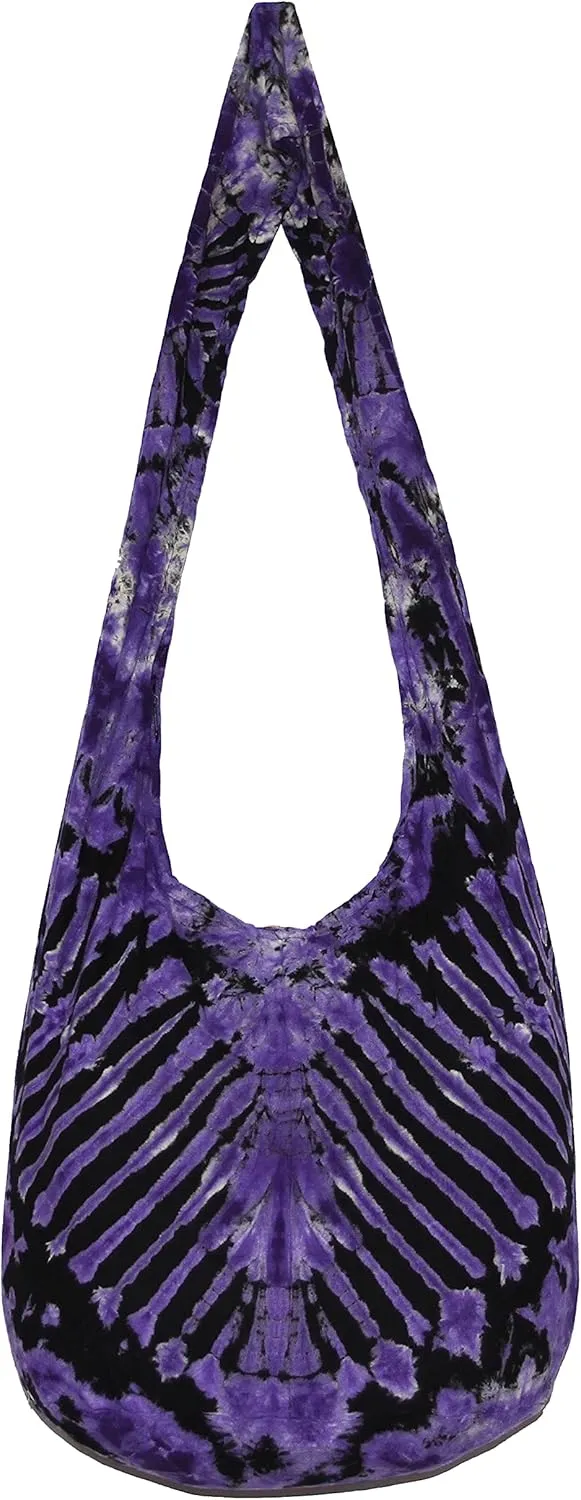 TIE DYE Bohemian Hipster Hobo Boho Hippie Crossbody Bag Purse Black Tone 39"