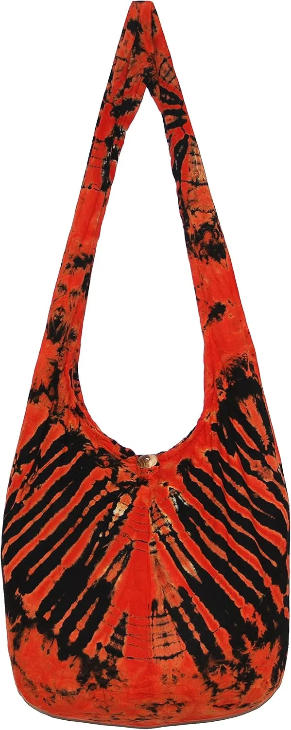 TIE DYE Bohemian Hipster Hobo Boho Hippie Crossbody Bag Purse Black Tone 39"