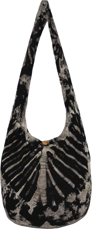 TIE DYE Bohemian Hipster Hobo Boho Hippie Crossbody Bag Purse Black Tone 39"