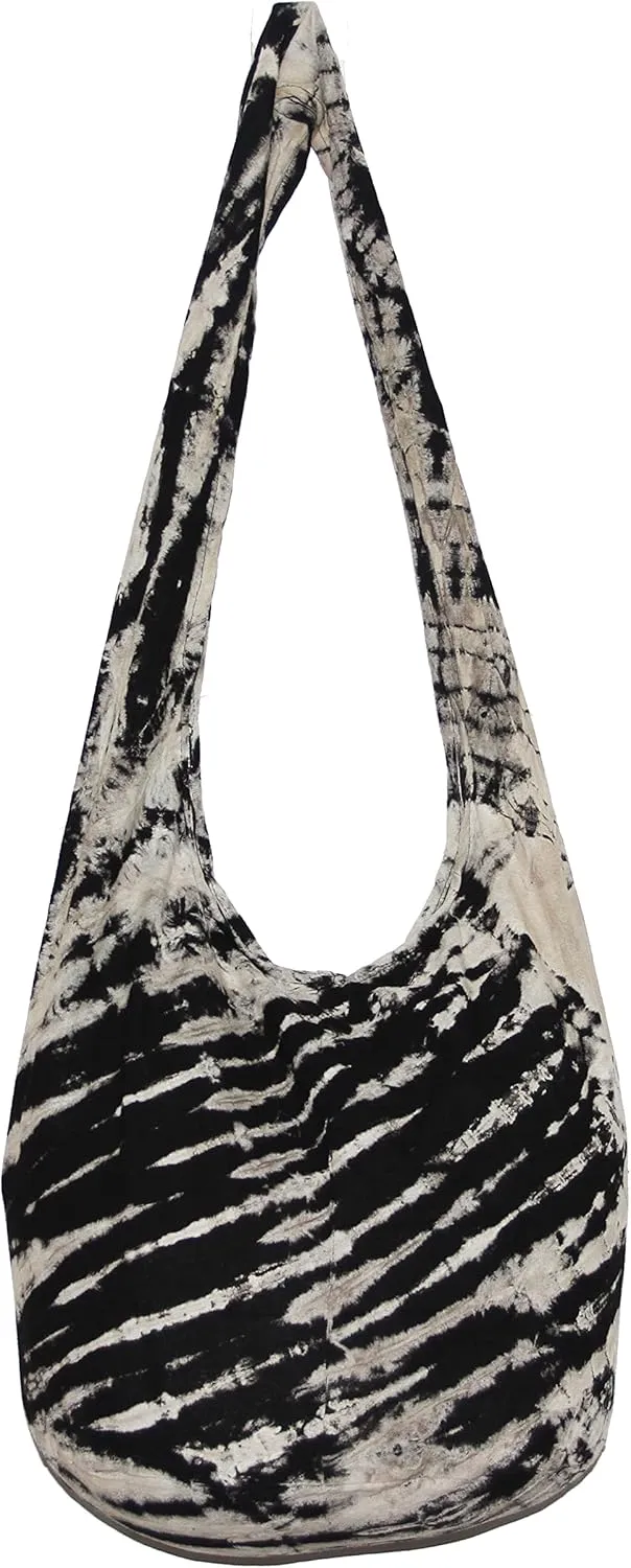 TIE DYE Bohemian Hipster Hobo Boho Hippie Crossbody Bag Purse Black Tone 39"