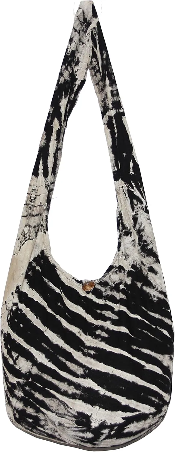TIE DYE Bohemian Hipster Hobo Boho Hippie Crossbody Bag Purse Black Tone 39"