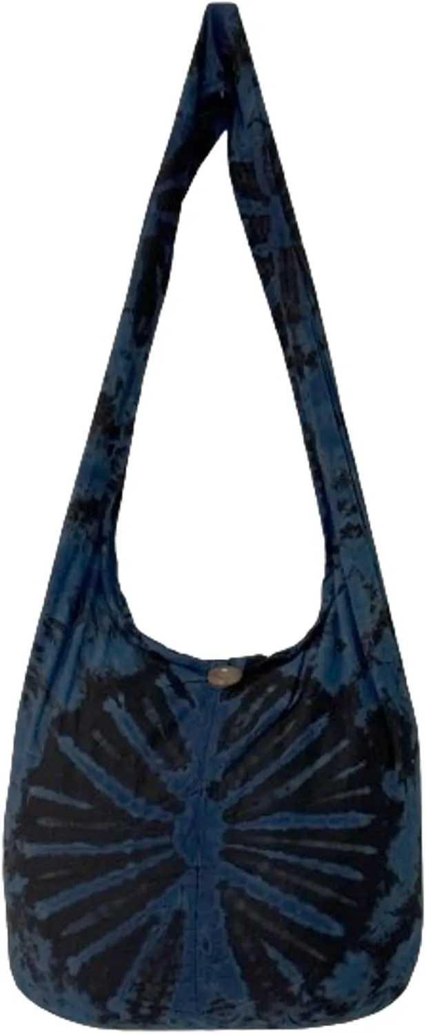 TIE DYE Bohemian Hipster Hobo Boho Hippie Crossbody Bag Purse Black Tone 39"