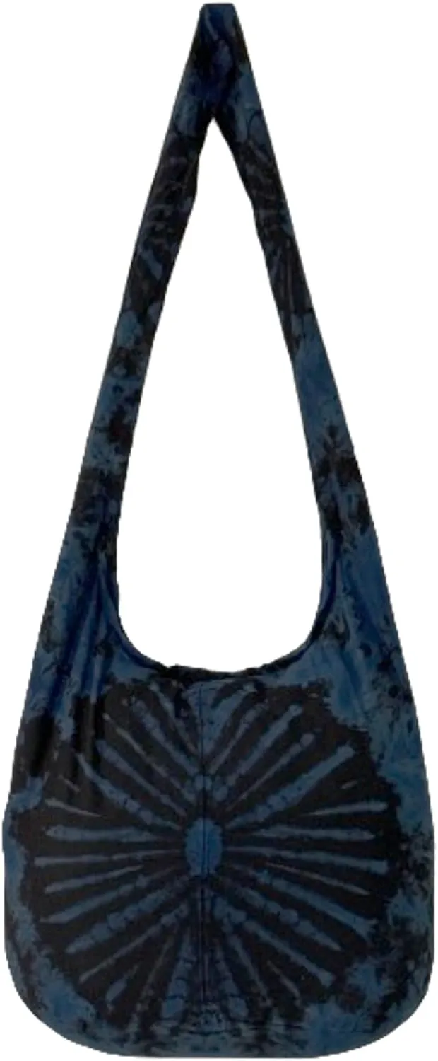 TIE DYE Bohemian Hipster Hobo Boho Hippie Crossbody Bag Purse Black Tone 39"