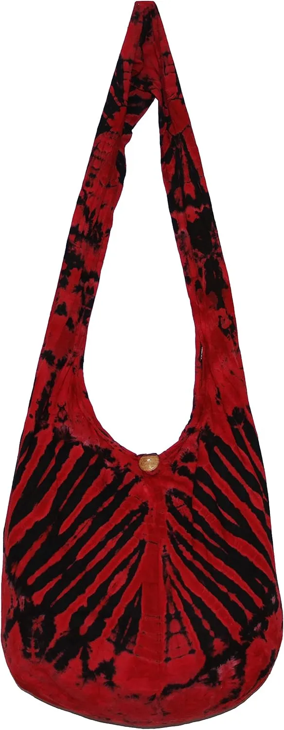 TIE DYE Bohemian Hipster Hobo Boho Hippie Crossbody Bag Purse Black Tone 39"