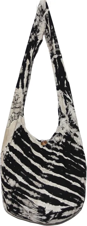 TIE DYE Bohemian Hipster Hobo Boho Hippie Crossbody Bag Purse Black Tone 39"