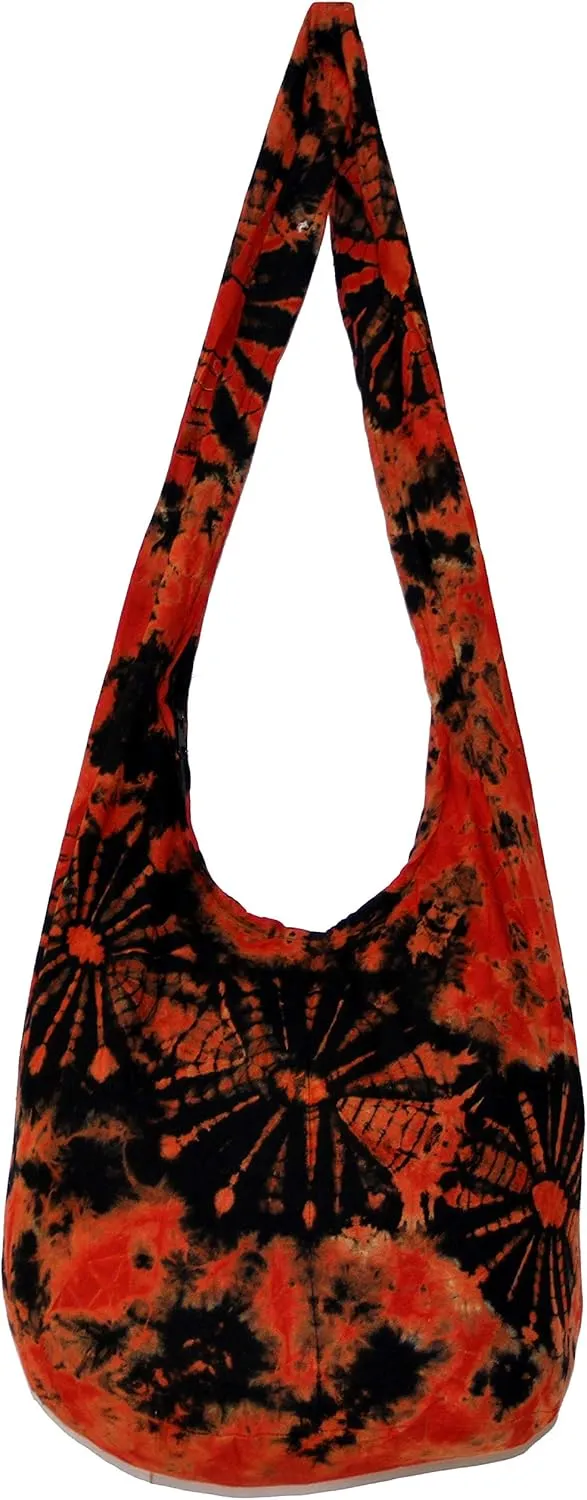 TIE DYE Bohemian Hipster Hobo Boho Hippie Crossbody Bag Purse Black Tone 39"