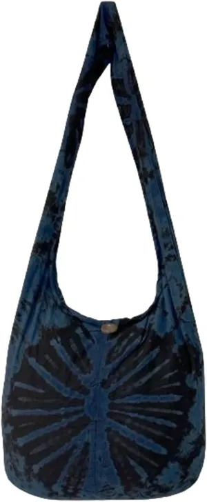 TIE DYE Bohemian Hipster Hobo Boho Hippie Crossbody Bag Purse Black Tone 39"