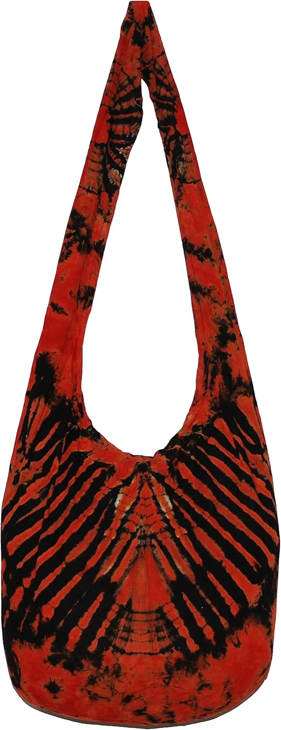 TIE DYE Bohemian Hipster Hobo Boho Hippie Crossbody Bag Purse Black Tone 39"